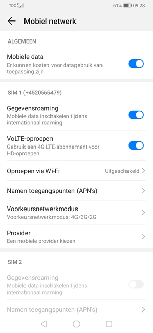 Schakel Gegevensroaming in of uit