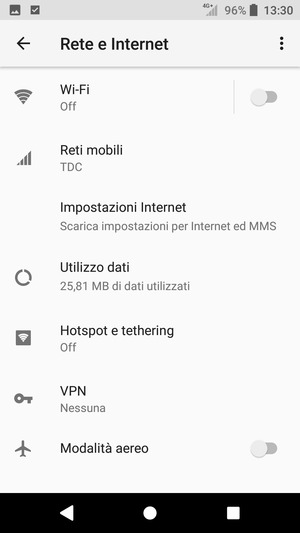 Seleziona Hotspot e tethering