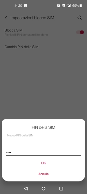 Inserisci Nuovo PIN della SIM e seleziona OK