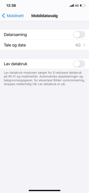 Angi Dataroaming til På eller Av
