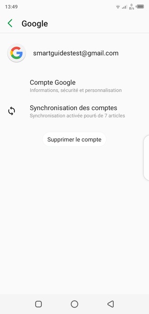 Sélectionnez Synchronisation des comptes