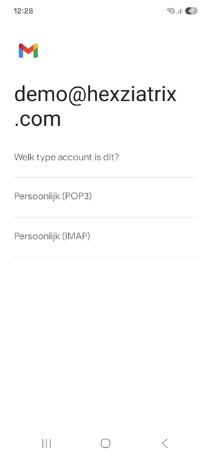 Selecteer Persoonlijk (POP3) of Persoonlijk (IMAP)