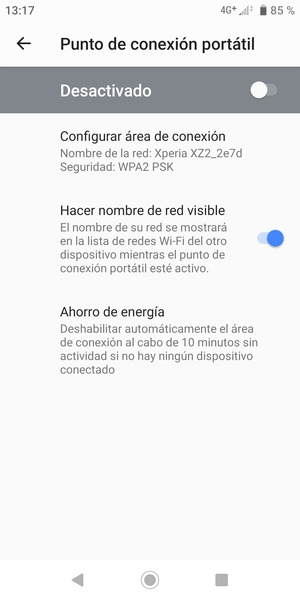 Seleccione Configurar área de conexión