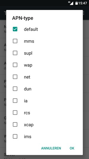 Vink het selectievakje default aan en selecteer OK