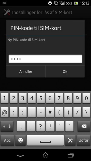 Indtast din nye PIN-kode til SIM-kort og vælg OK