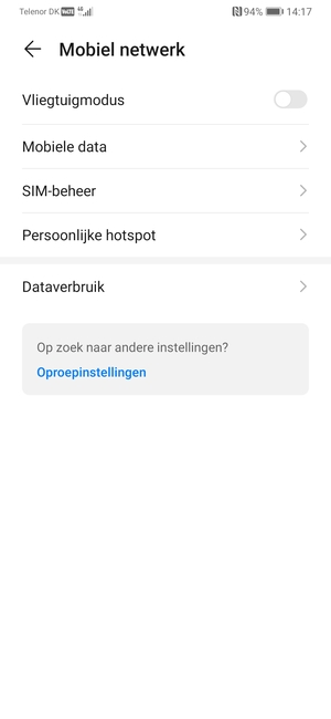 Selecteer Mobiele data