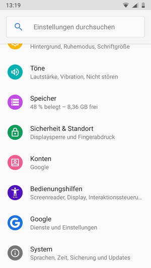 Scrollen Sie und wählen Sie Sicherheit & Standort
