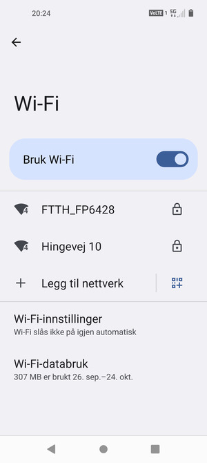 Velg det trådløse nettverket du vil koble til