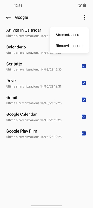 Seleziona Sincronizza ora
