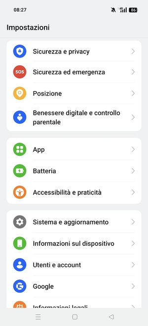 Scorri e seleziona Sicurezza e privacy