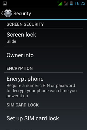 Select Screen lock