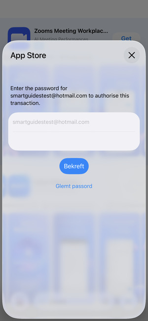 Skriv inn Apple-ID brukernavn og passord og velg Bekreft