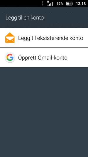 Velg Legg til eksisterende konto