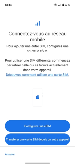 Sélectionnez Configurer une eSIM