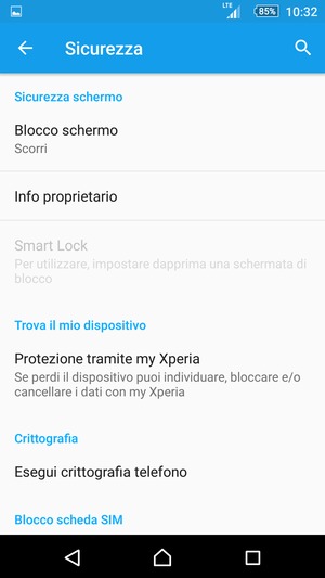 Seleziona Blocco schermo