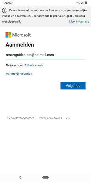 Voer uw e-mailadres in en selecteer Volgende