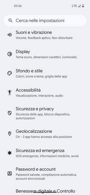 Scorri e seleziona Sicurezza e privacy