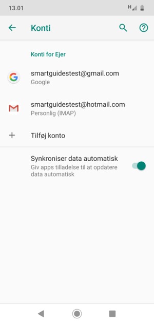 Vælg din Google konto