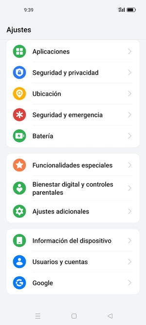 Desplácese y seleccione Información del dispositivo