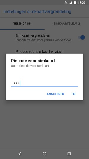 Voer uw Oude pincode voor simkaart in en selecteer OK