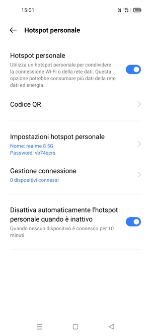 Il telefono è ora pronto per essere usato come modem