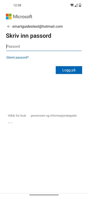 Skriv inn passord og velg Logg på