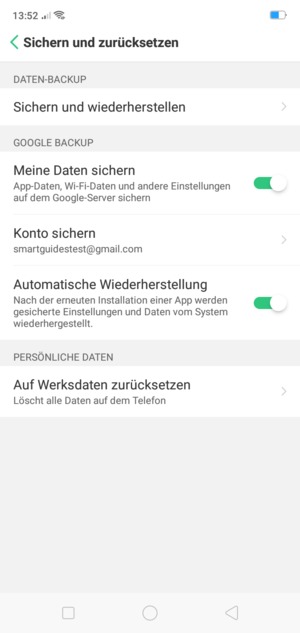 Wählen Sie Konto sichern