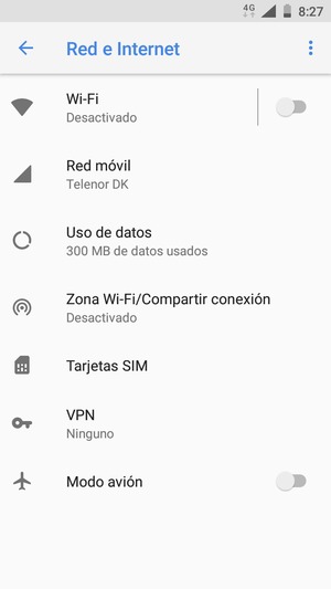 Seleccione Zona Wi-Fi/Compartir conexión