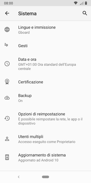 Seleziona Aggiornamento di sistema