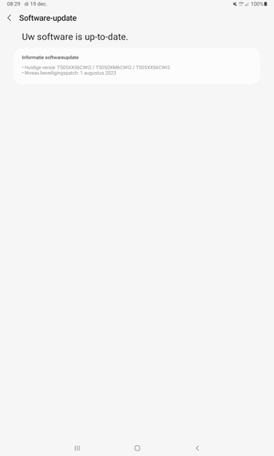 Als uw tablet up-to-date is, zult u het volgende scherm zien