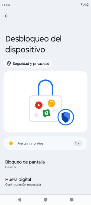 Seleccione Bloqueo de pantalla