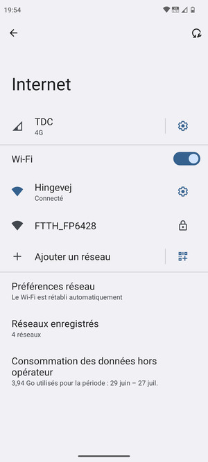 Vous êtes maintenant connecté au réseau Wi-Fi