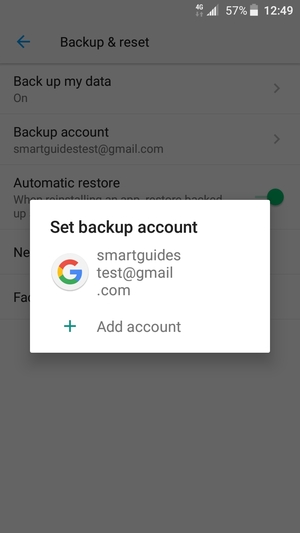 Select your backup account