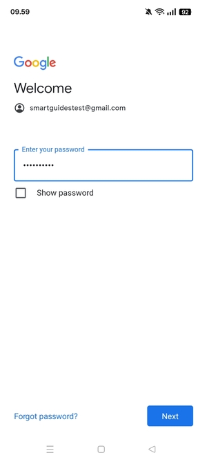Enter your password and select Next