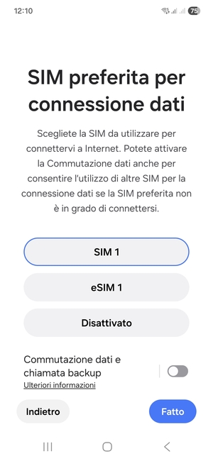 Seleziona la tua opzione preferita e poi Fatto