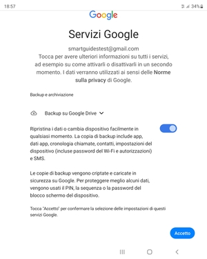 Seleziona Accetto