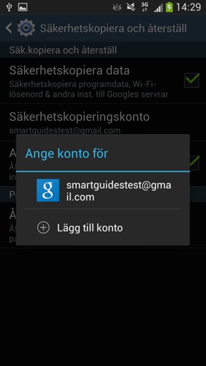 Tryck på ditt säkerhetskopieringskonto