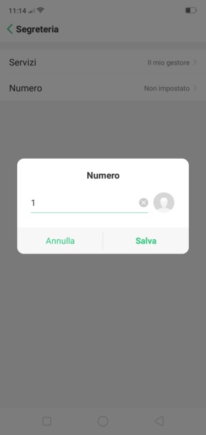Inserisci Numero segreteria e seleziona Salva