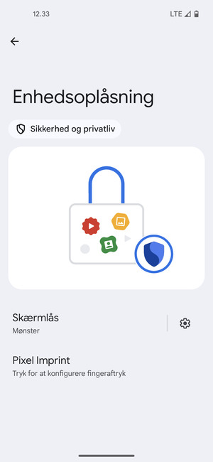 Din telefon er nu sikret med en skærmlås