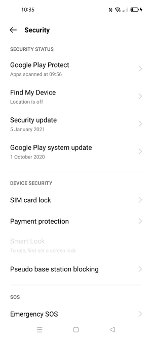 Scroll to and select SIM card lock