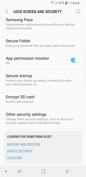 Scroll to and select Other security settings