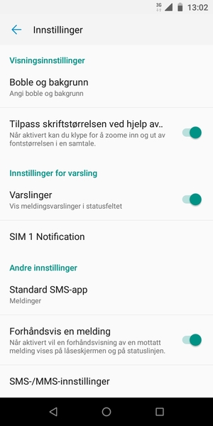 Velg SMS/MMS-innstillinger