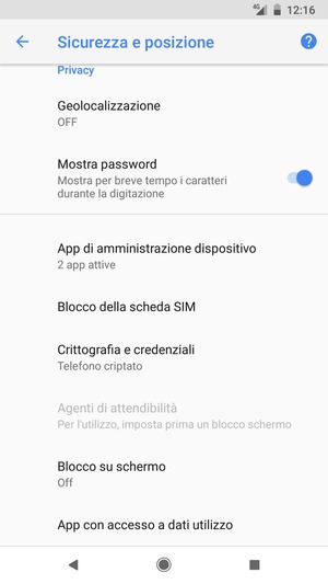 Seleziona Blocco della scheda SIM