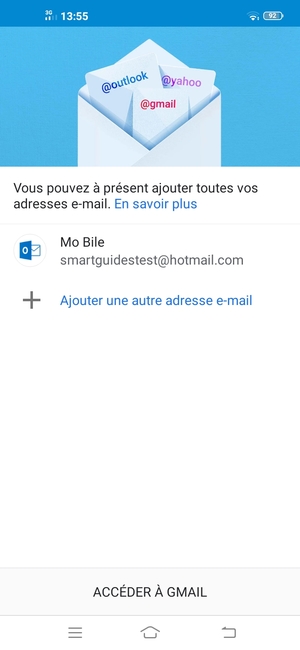 Sélectionnez ACCÉDER À GMAIL