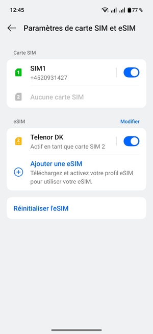 Votre eSIM est maintenant activée