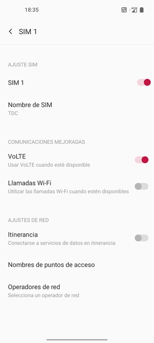 Para cambiar la red en caso de problemas de conectividad, seleccione Operadores de red