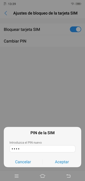 Confirme su nuevo PIN de la SIM y seleccione Aceptar