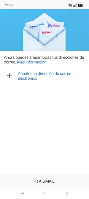 Seleccione Añadir una dirección de correo electrónico