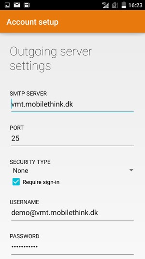 Enter Outgoing server address