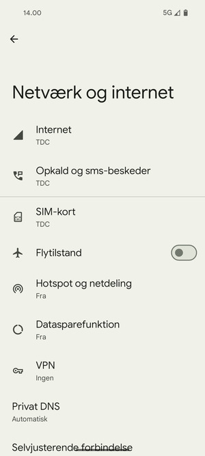 Vælg Internet
